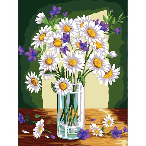 Viart Malen Nach Zahlen Blumen-Malen nach Zahlen Erwachsene,Blume Paint by Numbers Adult für Home Wand Dekor 30x40cm von Viart