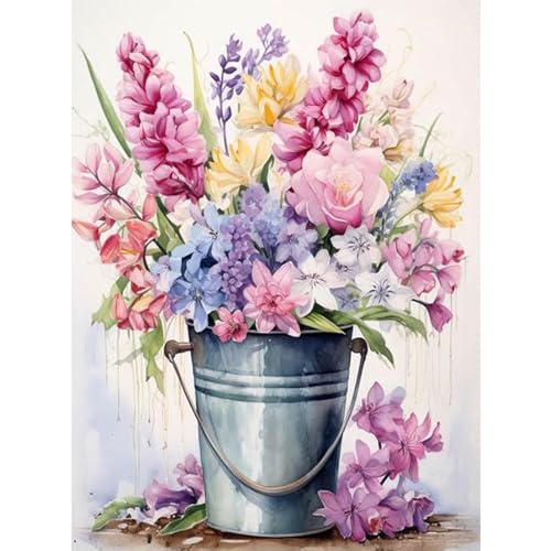 Viart Malen Nach Zahlen Blumen-Malen nach Zahlen Erwachsene Blume,Blumen Paint by Numbers Adult für Home Wand Dekor 30x40cm von Viart