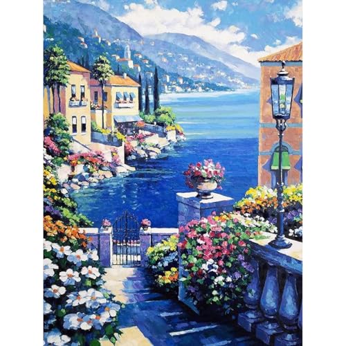 Viart Malen Nach Zahlen Landschaft-Malen nach Zahlen Erwachsene,Strand Paint by Numbers Adult für Home Wand Dekor 30x40cm von Viart