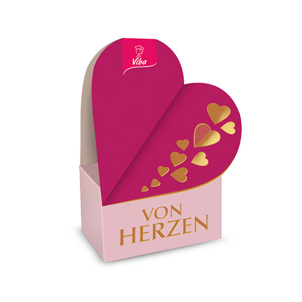 Kleiner Gruß von Herzen, 4 Nougat-Minis in Geschenkbox, 40g von Viba