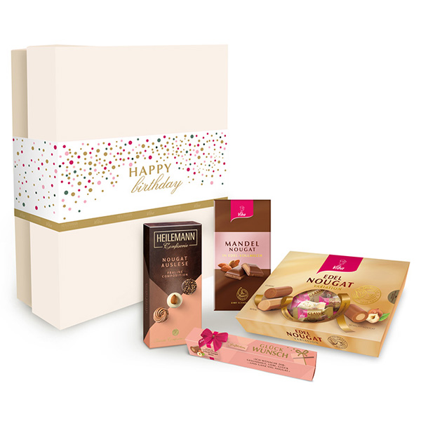 Viba Geschenkbox "Happy Birthday", verschiedene Nougat-Spezialitäten, 375g von Viba