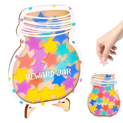 Vibbang Belohnungstafel Kinder, Belohnungsglas mit Sternen für Kinder,Personalisierte Belohnungssystem Kinder, Motivierendes Belohnungsglas für Gutes Benehmen, Reward Jar für Jungen Mädchen von Vibbang