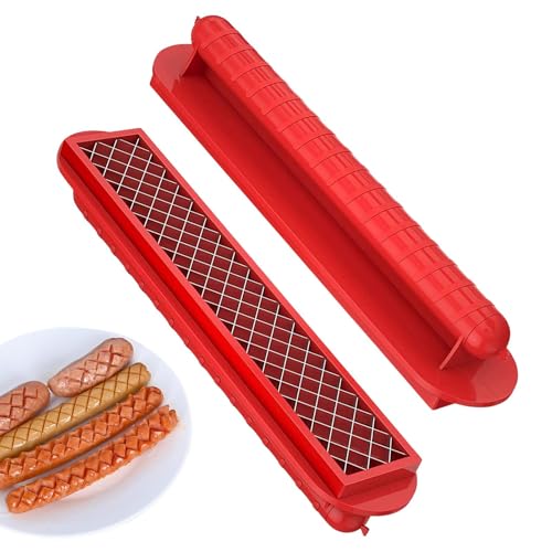 Hot-Dog-Schneider – Hot-Dog-Schneider, Grill-Handschneider | Hochwertiges Wurst-Hot-Dog-Schneidewerkzeug, langlebiger Schinkenschneider, Hot-Dog-Handschneider mit Edelstahlschneider zum Grillen von Vibhgtf