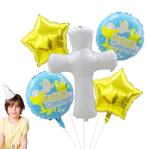 Luftballons für die Erstkommunion, Dekorationen für die Heilige Kommunion,Elegante Erstkommunion-Dekoration, Taufe, Taubenballons, 5er-Set | Neuartige Kommunion-Party-Dekorationen, kreative Taufdekora von Vibhgtf