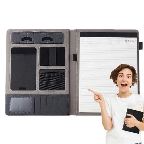 -Organizer: Lebenslaufordner | Padfolio-Organizer, professionelles PU-Leder, Notizblock, Kartenhalter inklusive Dokumentenmappe, Präsentationsmappen von Vibhgtf