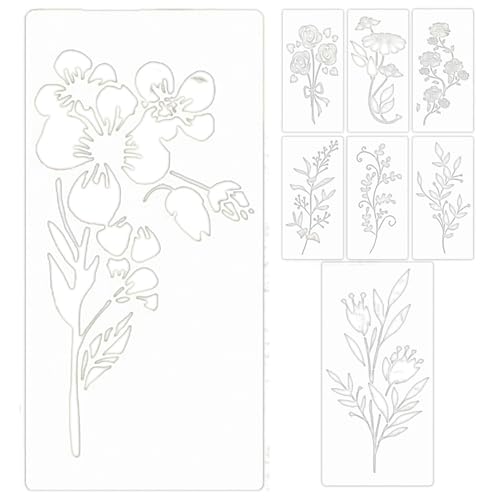 Schablonen zum Malen, Blumenmalerei-Vorlage - 8-teiliges Schablonen-Set mit lebendigen Blumen zum Malen auf Holz,Multifunktionale Blumenvorlagen, wiederverwendbare waschbare Malschablonen für verschie von Vibhgtf