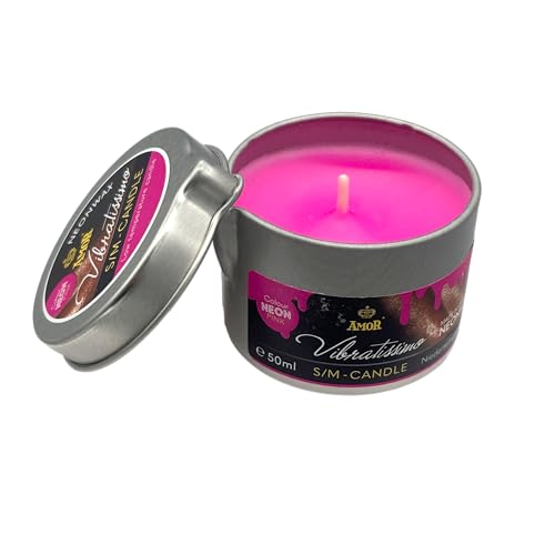 VIBRATISSIMO S/M Kerze Neon Pink 50 ml I Niedertemperatur-Kerze in neon-pink I hochwertiger Kerzenwachs geruchlos I Tropfkerze für Erotik Spiele I romantische Massagekerze für Paare I Wax Candle von Vibratissimo