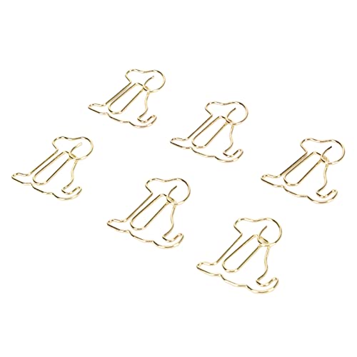 Vibrivio Büroklammern in Hundeform, 100 Stück, Metallic-Clips mit verbesserter Rutschfestigkeit, niedliche Büroklammern, wiederverwendbar, goldfarben von Vibrivio