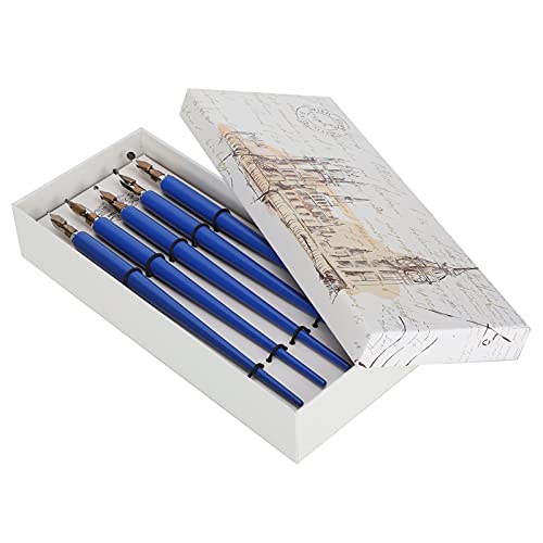 Vibrivio Dip Pen Holzgriff Dip Pen Set, Königsblau Langer Griff Füllfederhalter für Kalligraphie, Malerei und Comic Art, Ideal für Zuhause und Büro von Vibrivio