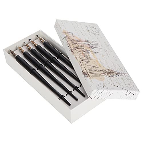 Vibrivio Dip Pen Holzgriff Dip Pen Set, Schwarzer Langer Griff Füllfederhalter für Kalligraphie, Kunst und Malerei, Inklusive Verschiedene Federn, Ideal für Home Office von Vibrivio