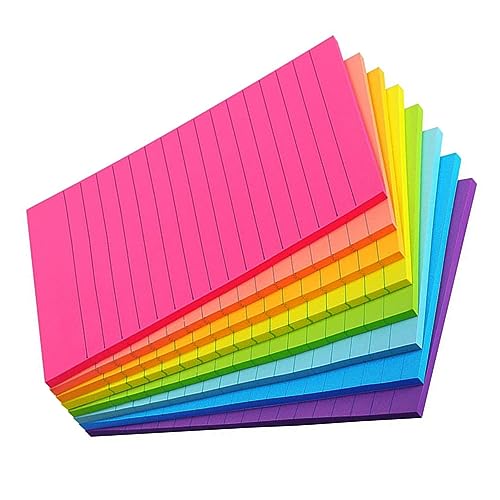 Vibrivio Haftnotizen mit Linien, liniert, 100 x 150 mm, 45 Blöcke, stark klebend, 6 Farben, mit Stift liniert, selbstklebende Notizblöcke für Organisation und Notizen von Vibrivio