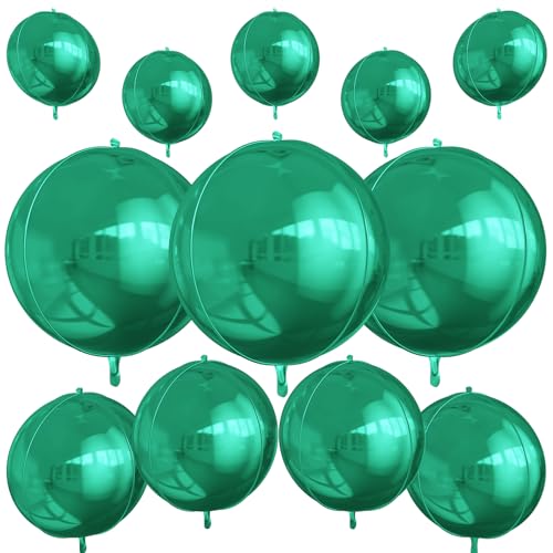 12 Stück grüne runde Folienballons, 55,9 cm, 38,1 cm, 25,4 cm, 4D-Heliumballballon, metallischer grüner Folienballon für Geburtstag, Abschlussfeier, Hochzeit, Jahrestag, Silvester, Disco 12 Stück grüne runde Folienballons, 55,9 cm, 38,1 cm, 25,4 cm, 4D-Heliumballballon, metallischer grüner Folienballon für Geburtstag, Abschlussfeier, Hochzeit, Jahrestag, Silvester, Disco von Vibzox
