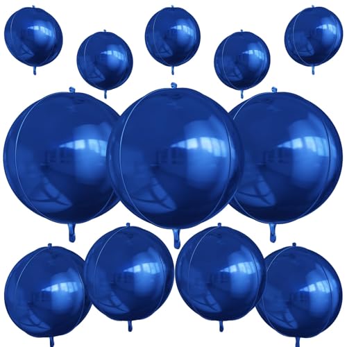 12 Stück marineblaue runde Folienballons, 55,9 cm, 38,1 cm, 25,4 cm, 4D-Helium-Ballon, metallischer blauer Folienballon für Geburtstag, Abschlussfeier, Hochzeit, Jahrestag, Silvester, Disco 12 Stück marineblaue runde Folienballons, 55,9 cm, 38,1 cm, 25,4 cm, 4D-Helium-Ballon, metallischer blauer Folienballon für Geburtstag, Abschlussfeier, Hochzeit, Jahrestag, Silvester, Disco von Vibzox