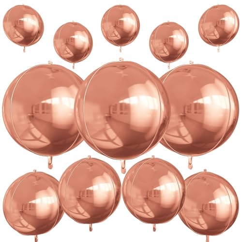 12 runde Folienballons in Rotgold, 55,9 cm, 38,1 cm, 25,4 cm, 4D-Heliumballballon, Metallic-Rosé-Folienballon für Geburtstag, Abschlussfeier, Hochzeit, Jahrestag, Junggesellinnenabschied, Disco 12 runde Folienballons in Rotgold, 55,9 cm, 38,1 cm, 25,4 cm, 4D-Heliumballballon, Metallic-Rosé-Folienballon für Geburtstag, Abschlussfeier, Hochzeit, Jahrestag, Junggesellinnenabschied, Disco von Vibzox