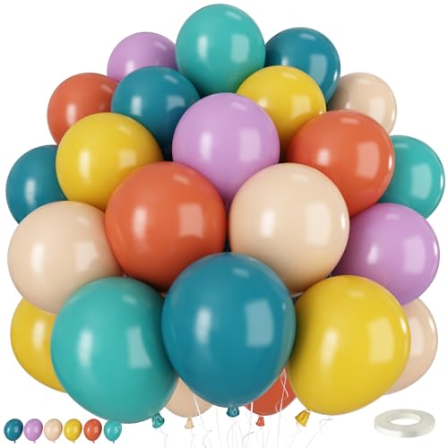 Boho-Regenbogen-Luftballons, 50 Stück, 30,5 cm, Boho-Ballons mit bunten Retro-Luftballons in Gelb, Orange, Blau, Lila, Nude, Latex-Ballon für Babypartys, Jahrestag, Geburtstag, Party-Dekorationen Boho-Regenbogen-Luftballons, 50 Stück, 30,5 cm, Boho-Ballons mit bunten Retro-Luftballons in Gelb, Orange, Blau, Lila, Nude, Latex-Ballon für Babypartys, Jahrestag, Geburtstag, Party-Dekorationen von Vibzox