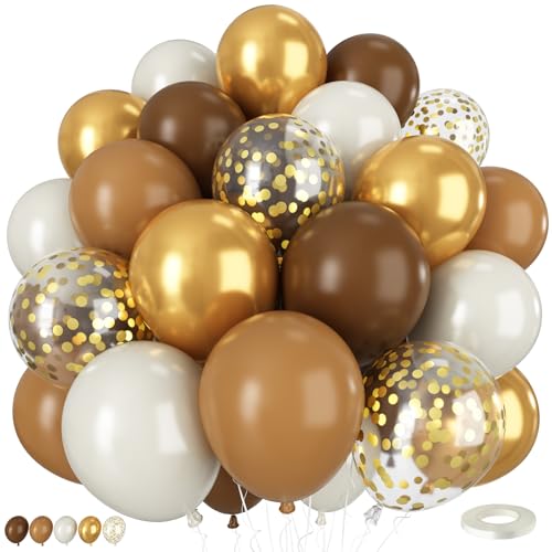 Braune und goldene Luftballons, 50 Stück, 30,5 cm, Boho-Ballons mit Retro, braun/cremefarben, goldfarben, Konfetti-Latex-Ballon für neutrale Babyparty, Aprikose, Hochzeit, Geburtstag Braune und goldene Luftballons, 50 Stück, 30,5 cm, Boho-Ballons mit Retro, braun/cremefarben, goldfarben, Konfetti-Latex-Ballon für neutrale Babyparty, Aprikose, Hochzeit, Geburtstag von Vibzox