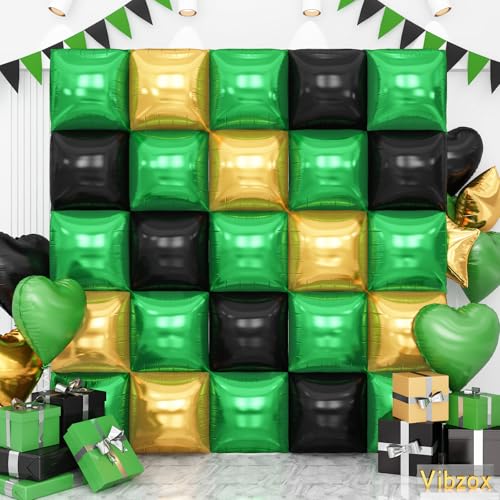 Grüne goldene schwarze doppelseitige quadratische Folienballons Wand, Chromfolienballons Tunnelbogen-Kit für Geburtstag, Fußball, Abschlussfeier, Hochzeit, Neujahr, Party, Hintergrunddekoration Grüne goldene schwarze doppelseitige quadratische Folienballons Wand, Chromfolienballons Tunnelbogen-Kit für Geburtstag, Fußball, Abschlussfeier, Hochzeit, Neujahr, Party, Hintergrunddekoration von Vibzox