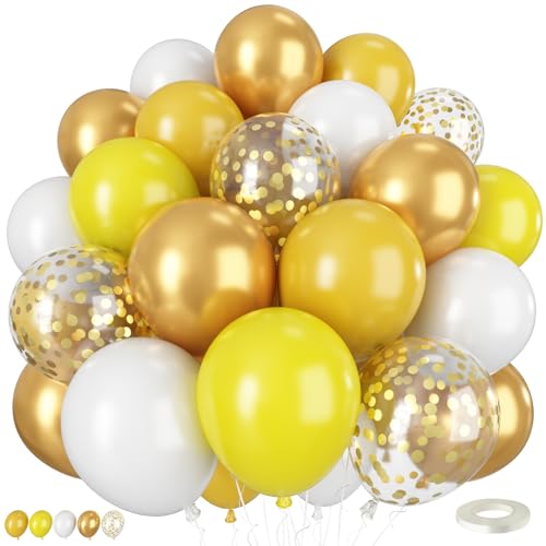Pastellgelbe und weiße Luftballons, 50 Stück, 30,5 cm, Boho-Ballons mit Retro- und Pastellgelb, Weißgold, Konfetti-Latex-Ballon für Sonnenblumen, Geburtstag, Hochzeit, Babyparty, Party-Dekorationen Pastellgelbe und weiße Luftballons, 50 Stück, 30,5 cm, Boho-Ballons mit Retro- und Pastellgelb, Weißgold, Konfetti-Latex-Ballon für Sonnenblumen, Geburtstag, Hochzeit, Babyparty, Party-Dekorationen von Vibzox