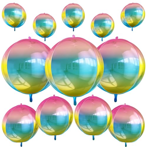 Runde Folienballons mit Farbverlauf, 55,9 cm, 38,1 cm, 25,4 cm, Regenbogen-Helium-Ballon, metallisch, bunt, Folienballon für Kinder, Geburtstag, Abschluss, Hochzeit, Jahrestag, Abschlussball Runde Folienballons mit Farbverlauf, 55,9 cm, 38,1 cm, 25,4 cm, Regenbogen-Helium-Ballon, metallisch, bunt, Folienballon für Kinder, Geburtstag, Abschluss, Hochzeit, Jahrestag, Abschlussball von Vibzox