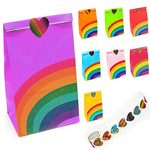 Viccess 48 Geschenktüten Kindergeburtstag Mitgebsel Partytüten Papier Kindergeburtstag Regenbogen Papiertüte Geeignet für Party Geburtstagsparty Hochzeit Weihnachten Ostern (48 Stück) von Viccess