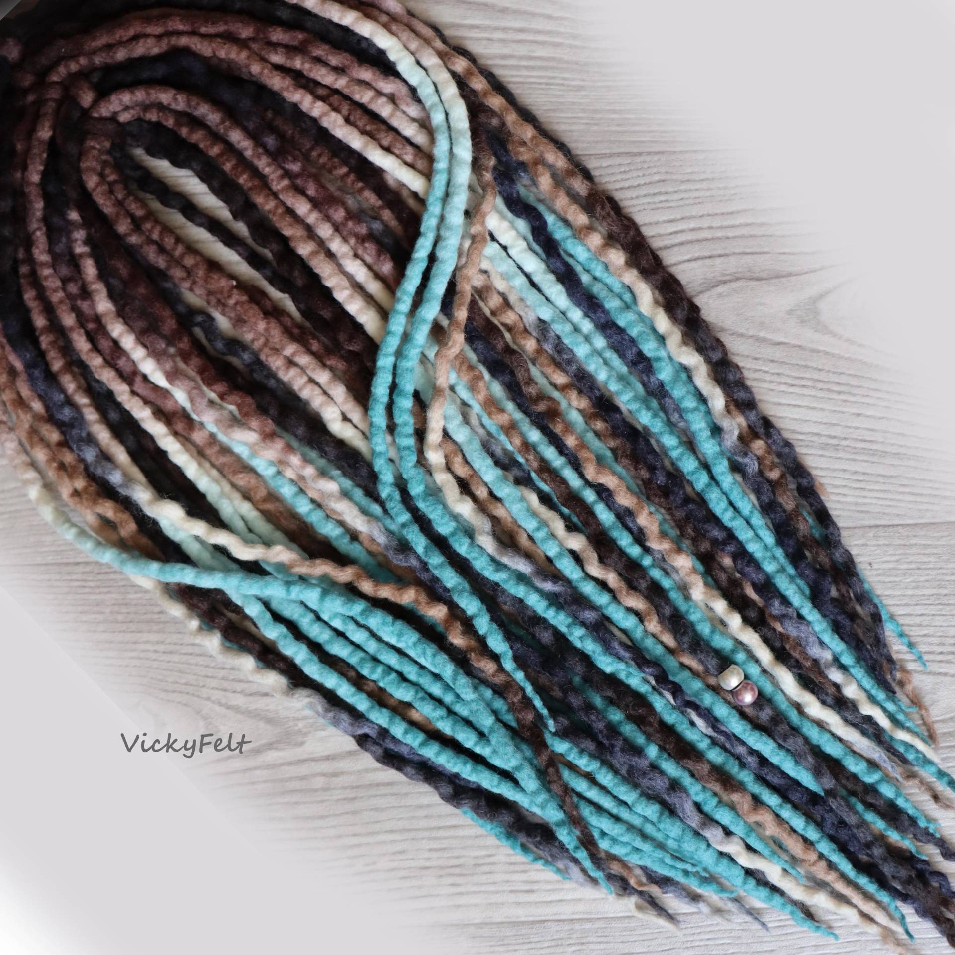 14 To 32" De Wool Dreads Komplettes Set Dreadlocks Erweiterungen "Blaue Feder" Ombre Braun Mit Wurzeln | Schwarz Möglich" von VickyFelt