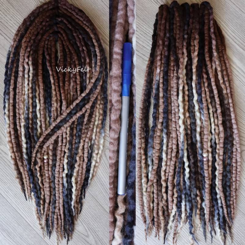 De Wolle Für Dreads Dreadlocks Erweiterungen Ombre Komplettes Set Braune Wurzeln 14 Bis 32" Schwarze Möglich "Feder" von VickyFelt