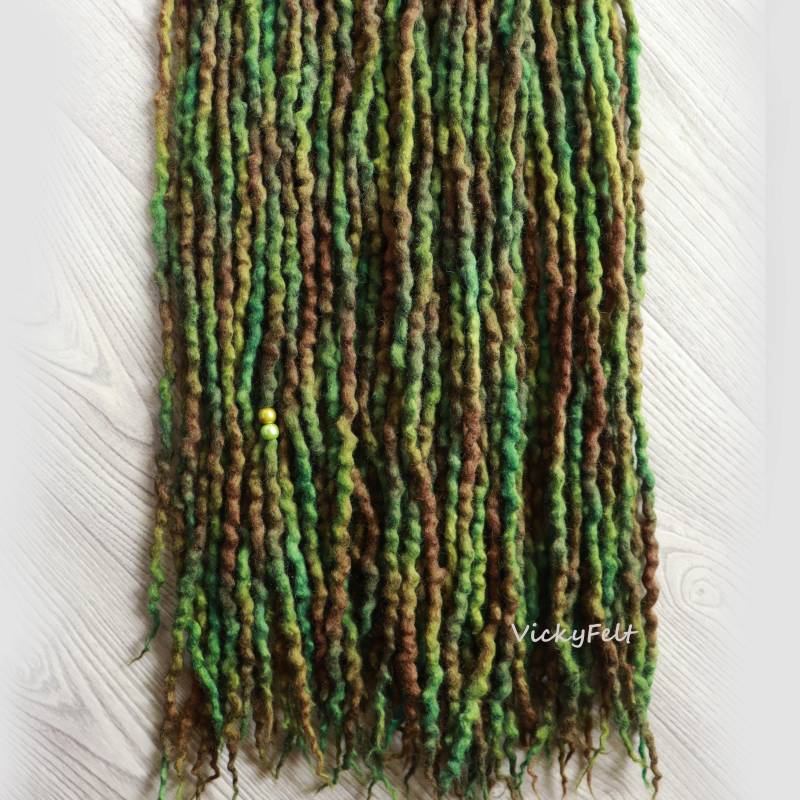 Wolle Dreads 10 Bis 60 De 14 32 Zoll Dreadlocks „Waldfee" - Grün Braun Ombre Herbst Set von VickyFelt