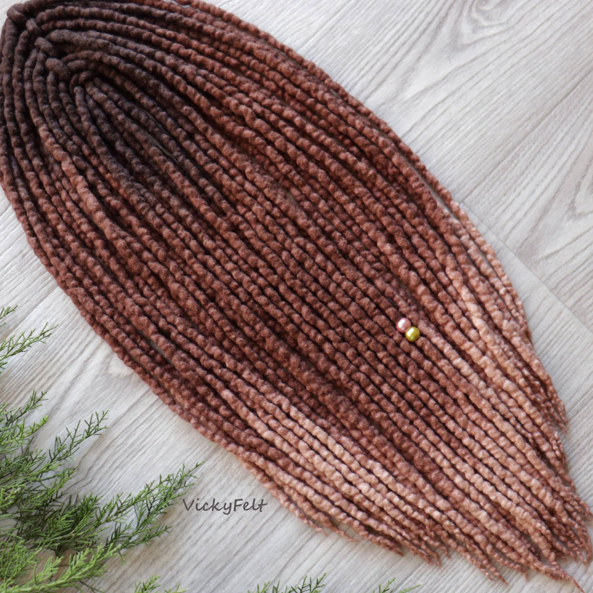 Wolle Dreads Erweiterungen Set 15 De Für Dreadlocks Doppelended - Ombre Braun Kastanie Natürlich Style von VickyFelt