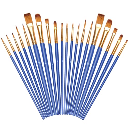 Vicloon 20 Stück Pinselset, Nylon Pinsel, Künstlerpinsel, Hochwertige Pinsel mit Holzgriffen, Premium Nylon Acrylfarben Pinselset, Malerei Ölfarben Brush Set für Künstler, Erwachsene und Kinder, Blau von Vicloon