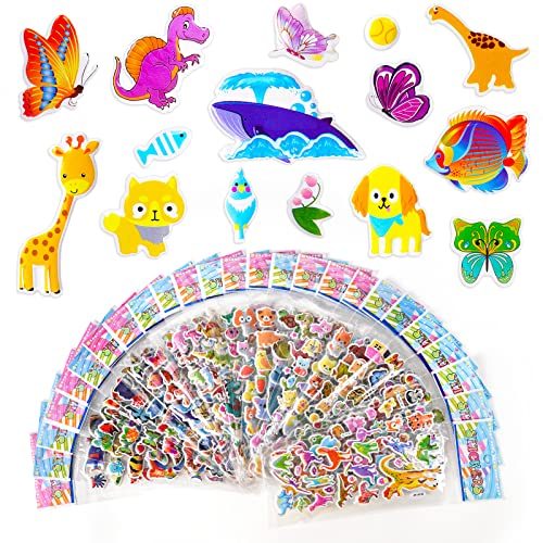 Vicloon 3D Aufkleber für Kinder, 28 Verschiedene 3D Stickers 500+ Geschwollene Aufkleber für Jungen Mädchen and Lehrer Belohnungssticker von Vicloon