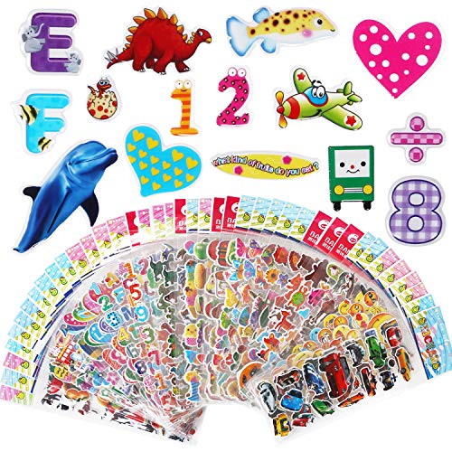 Vicloon 3D Aufkleber für Kinder 40 Blatt, 3D Sticker 1000+ Geschwollene Aufkleber für Scrapbooking Einschließlich, Including Alphabet Aufkleber, Fruchtaufkleber, Emoji Aufkleber und Mehr von Vicloon