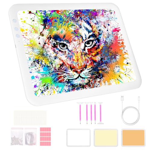 Vicloon A4 Leuchttisch,Led Licht Pad A4,3 Farben,Helligkeit dimmbar,Kabellos Batteriebetrieben Leuchtplatte, Tracing Light Pad für Zeichnen,Skizzieren,Tätowierung,Diamantmalerei von Vicloon