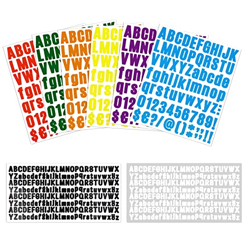 Vicloon Buchstaben Aufkleber, 8 Blätter Zahlen Aufkleber Buchstaben Sticker Set, Alphabet Aufkleber Selbstklebendes Vinyl Aufkleber für Briefkasten Schilder Tür Adressnummer DIY Scrapbooking von Vicloon