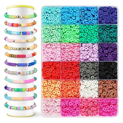 Vicloon Heishi Perlen Bunte,4500 Stück Clay Perlen Set,24 Farben Clay Perlen zum Auffädeln für DIY Armbänder, Schmuckherstellung und Basteln von Vicloon