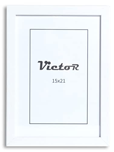 VictoR Bilderrahmen Klee 15x21 cm (A5) in Weiß - moderner schlichter Bilderrahmen Holz 15x20 - Bilderrahmen Weiß 15x21 von VictoR