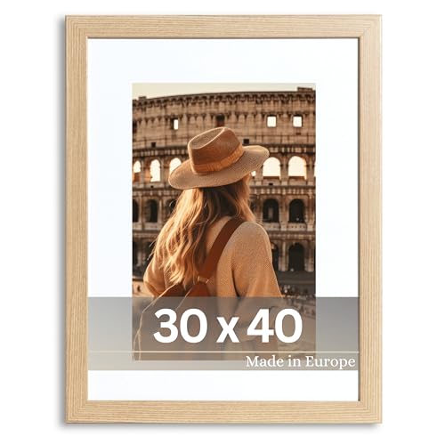 VictoR Bilderrahmen Passepartout Richter Beige in 30x40 cm (A3) mit 21x30 (A4) Passepartout - Fotorahmen Holz - Leiste: 25x20mm - Bilderrahmen A3 Beige von VictoR