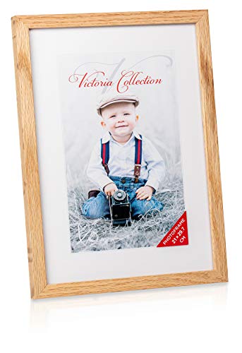 Klassischer Holz Bilderrahmen aus Eiche - Freistehender Fotorahmen für A4 (21x30 cm) Bilder & Dokumente | Einfach für Horizontale & Vertikale Fotos zu Verwenden | Geeignet für Tisch & Wand von Victoria Collection