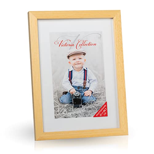 Victoria Collection Klassischer Holz Bilderrahmen für DIN A4 Fotos - Fotorahmen mit Echtem Glas für Schöne Momente | Freistehender Holzrahmen geeignet für Tisch & Wand, Hoch- & Querformat von Victoria Collection