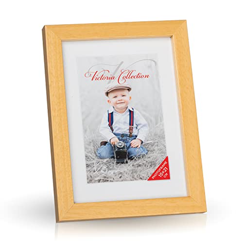 Victoria Collection Klassischer Holz Bilderrahmen für DIN A5 / 15x21 cm Fotos - Fotorahmen mit Echtem Glas für Schöne Momente | Freistehender Holzrahmen geeignet für Tisch & Wand, Hoch- & Querformat von Victoria Collection