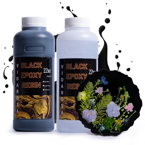 VIDA ROSA Epoxidharz Schwarz Epoxidharz Set 44 OZ/1200 ml Hochglanz UV Beständig Epoxidharz Set für DIY Handwerk Geschenke, Schmuckherstellung, Selbstnivellierendes Harz von VidaRosa