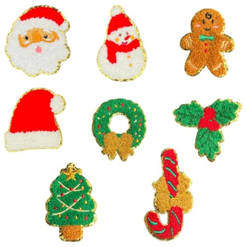 Patches Zum aufbügeln 8 Weihnachten Santa Schneemann Xmas Baum Patch Sticker Applique Nähen Eisen auf Patches DIY Reparatur Applique Aufkleber Abzeichen Applique für Mädchen DIY Jeans Rock Kleidung von Vidillo