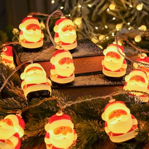 Vidillo Weihnachten Lichterketten 9.8 Ft 20Pcs Weihnachtsmann Lichterkette Weihnachtsgirlande Kranz Leuchten Batterie betrieben für Weihnachtsdekorationen Indoor Outdoor Urlaub Neujahr Party Haus von Vidillo