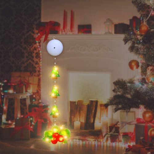 Vidillo Weihnachts-Fensterlichter Dekorationen batteriebetrieben Hängelampen mit Saugnapf Xmas Pendelleuchte Neuheit Dekorative LED String Lampe für Weihnachtsbaum Kamin Fenster Indoor Dekor von Vidillo