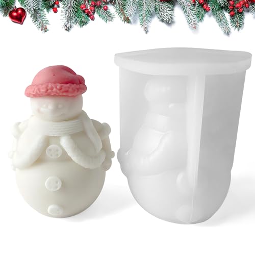 Weihnachten 3D Silikonform Schneemann Kerzenform Kerzen Silikonformen Kerzen-Gießform Handgemachte Kuchen für DIY Aromatherapie Seife Kerzen Handgemachte Geschenk Handwerk Ornamente Home Decoration von Vidillo