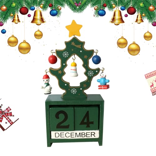 Weihnachten Adventskalender Holz Weihnachten Countdown Kalender Weihnachtsbaum Kalender wiederverwendbare Block Xmas abnehmbare Kalender Countertop Weihnachten Tischplatte Ornamente oder Home Office von Vidillo