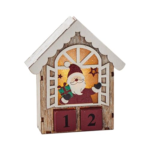 Weihnachten Holz Adventskalender, Countdown-Kalender Für Holzhäuser, Weihnachtsmann Countdown Kalender Mit Zahlenwürfel, Batteriebetrieben, Tischdekoration, Für Zuhause, Büro, Xmas Party Decor von Vidillo