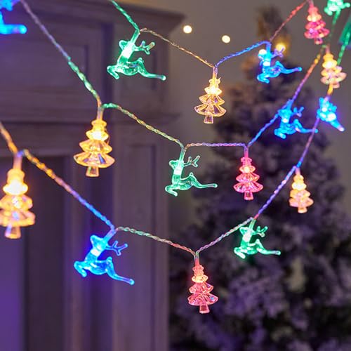 Weihnachten Lichterketten 9.8 Ft 20Pcs Weihnachtsbaum Rentier Lichterkette Weihnachtsgirlande Kranz Leuchten Batterie betrieben für Weihnachtsdekorationen Indoor Outdoor Urlaub Neujahr Party Haus von Vidillo