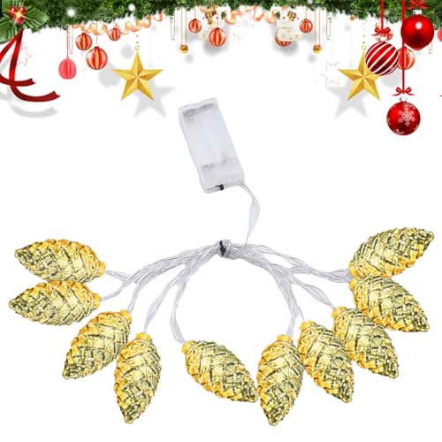 Weihnachts-LED-Lichterkette 2M 10LED Lichterketten,Batteriebetriebene hängende Weihnachtsbeleuchtung,Weihnachtsbaum Lichterkette, Dekoration für Haus,Balkon (Tannenzapfen) von Vidillo