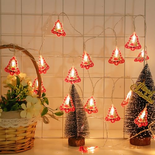 Weihnachtsfee Licht, 3 m Weihnachtsglocke dekorative Lichter Indoor Vorhang Lichter Batteriebetriebene Weihnachts-LED-Lichterkette Festliche hängende Weihnachtslichter für Schlafzimmer (Glocke) von Vidillo