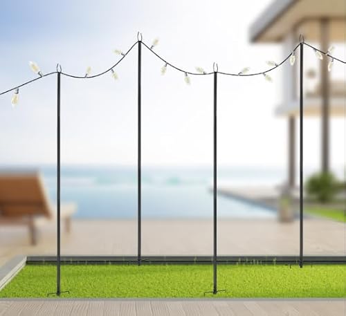 Metall Lichterstangen für den Außenbereich, 4 Pack 3m Beleuchtungsständer String Light Pole Terrasse Beleuchtung Stand für Balkon Terrase Outdoor von Vielrosse